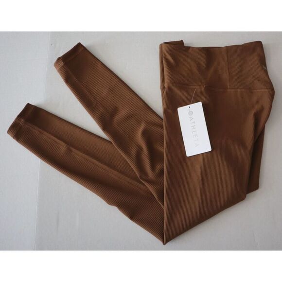 Athleta 410342 Women Sz S Walnut Brown High-Rise Elation Rib Tight Leggings - Picture 11 of 12